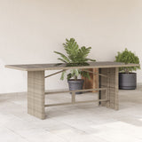 Garden Table with Glass Top Light Grey 190x80x74 cm Poly Rattan 365308