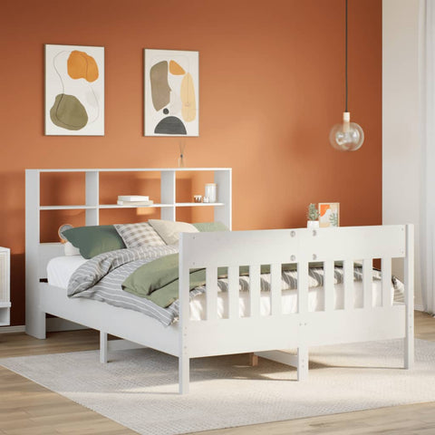Bed Frame without Mattress White 140x190 cm Solid Wood Pine 3323234