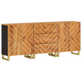 Side Cabinets 3 pcs Brown and Black 60x33.5x75 cm Solid Wood Mango 3206282