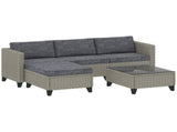 5-Piece Rattan Patio Furniture Set with Corner Sofa, Footstools, Coffee Table, for Poolside, Dark T3398P318600