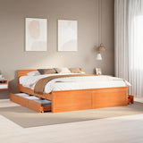 Bed Frame without Mattress with Headboard Wax Brown 180x200 cm Super King Solid Wood Pine 3308758