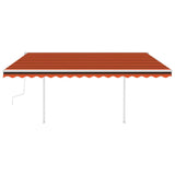 Manual Retractable Awning with LED 4x3 m Orange and Brown 3069945