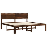 Double Bed Frame with Headboard ROSTOCK Dark Brown 200 x 200 cm 3405425