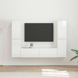 TV Cabinet Set 6 pcs High Gloss White Engineered Wood 3409109