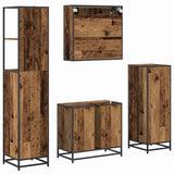 Bathroom Furniture Set with Door 4 pcs Old Wood Engineered Wood 3402509