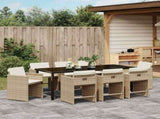 Garden Dining Set 9 pcs Beige Poly Rattan 3380704