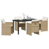 Garden Dining Set with Cushion 5 pcs Beige Poly Rattan 3379957