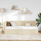 Corner Bed Frame with Headboard Cream 80 x 200 cm Fabric 42016485