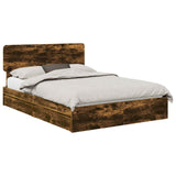 Storage Bed with Drawer Smoked Oak 160 x 200 cm Engineered Wood 3412259