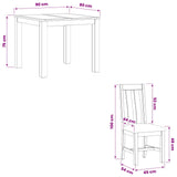 Dining Set 3 pcs Black Solid Oak Wood 3430319