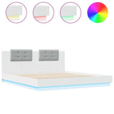 Bed Frame with LED without Mattress White 200x200 cm 3209982