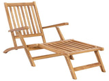 Folding Deck Chair Natural Solid Teak Wood 42030520
