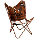 Butterfly Chair Brown and White Real Cowhide Leather 243696