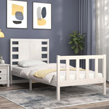 Bed Frame without Mattress White Small Single Solid Wood Pine 3192777