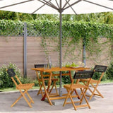 Garden Chair Set of 4 Black PE rattan, Solid acacia wood Medium 3214592