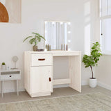Dressing Table with LED White 95x50x133.5 cm Solid Wood Pine 820093