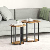Side Table Set with Shelf 2 pcs Brown 869716