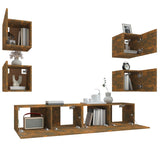6 Piece TV Cabinet Set Smoked Oak Engineered Wood 3114259