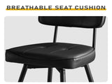 2 Pcs Black PU Swivel Bar Stools with Button-Tufted Backrest and Metal Legs 86805755