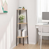 336388 3-Tier Corner Shelf Light Brown and Black 45,5x31,5x120 cm