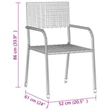 Outdoor Dining Set Grey PE rattan, steel, solid acacia wood 7 Piece 3120112