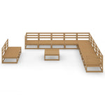 ZNTS 12 Piece Garden Lounge Set Honey Brown Solid Pinewood 3075882