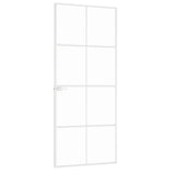 Interior Door White 83x201,5 cm Tempered Glass&Aluminium Slim 153671