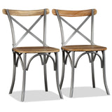 Dining Chairs 4 pcs Solid Mango Wood and Steel Cross Back 274882