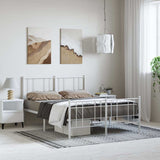 Metal Bed Frame without Mattress with Footboard White 150x200cm 352549