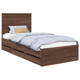 Bed Frame with Drawer Brown Oak 75 x 190 cm Engineer Wood 3409516