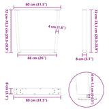 Dining Table Legs V-Shape 3 pcs Natural Steel 80x cm Steel 4012667