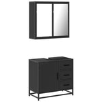 ZNTS 2 Piece Bathroom Furniture Set Black Engineered Wood 3300895