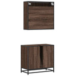 ZNTS 2 Piece Bathroom Furniture Set Brown Oak Engineered Wood 3300889