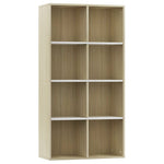 ZNTS Book Cabinet/TV Cabinet White and Sonoma Oak 36x30x114 cm Engineered Wood 800158