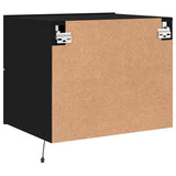 Wall-mounted Bedside Cabinet Set of 2 Black Engineered wood 836815