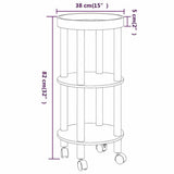 3-tier Trolley White 38x38x82 cm Engineered Wood&Solid Wood Pine 345600