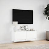 TV Wall Cabinet with LED Lights White 100x31x35 cm 852362