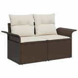 Garden Sofa with Cushion Brown 141 x 62 x 69cm Poly Rattan 42006703