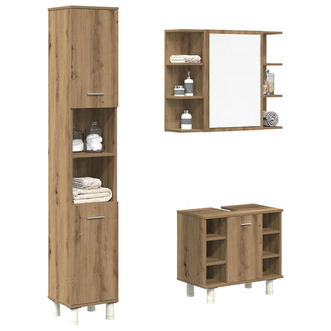 ZNTS 3 Piece Bathroom Furniture Set Artisan Oak Engineered Wood 3328570