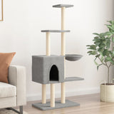 Cat Tree with Sisal Scratching Posts Light Grey 145 cm 172095