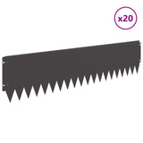 Lawn Edging 20 pcs 103 x 25 cm Steel Black 8008393