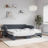 Daybed with Trundle and Mattresses Dark Grey 90x190 cm Velvet 3197156
