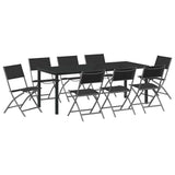 Garden Dining Set Folding 9 pcs Black Powder-Coated Steel 3379379
