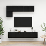 ZNTS 5 Piece TV Cabinet Set Black Engineered Wood 3078798