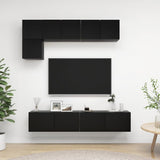 ZNTS 5 Piece TV Cabinet Set Black Engineered Wood 3078798