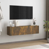 TV Wall Cabinet Smoked Oak 120x30x30 cm Engineered Wood 815099