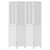 Room Divider 4 Panels White Solid Wood Paulownia 358723