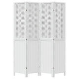 Room Divider 4 Panels White Solid Wood Paulownia 358723