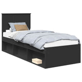 Bed Frame with Headboard Black 75 x 190 cm Solid Pine Wood 3410664