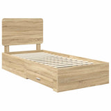 Bed Frame with Headboard Sonoma Oak 90 x 200 cm Engineered Wood 3412830
